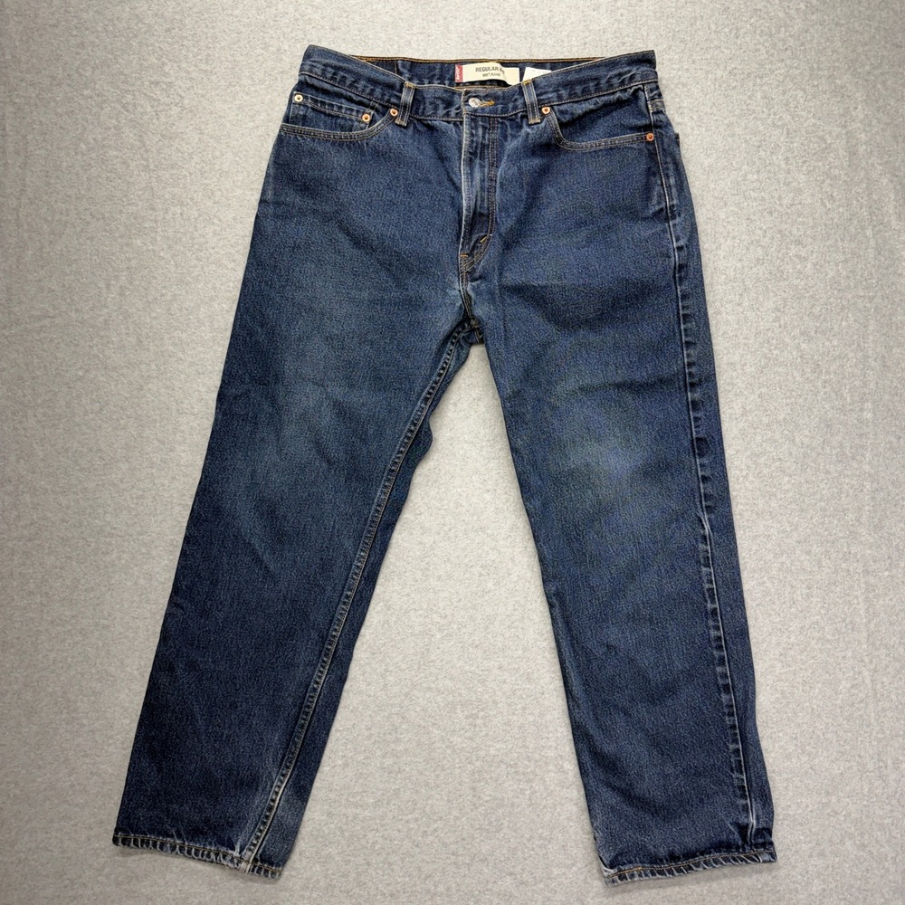 Levi Strauss 505 Regular Fit Dark‎ Wash Denim Jeans Mens W36 L30